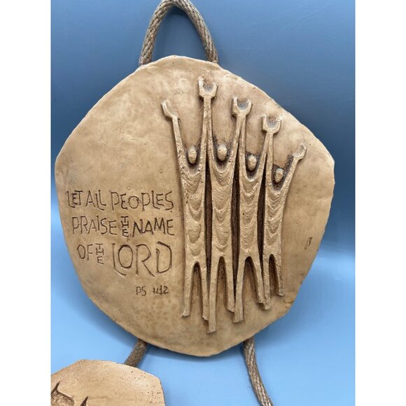 Faith Hanging Plaque Inspirational Text Symbol Hebrew Sanskrit Psalms 27" Long - Picture 9 of 14